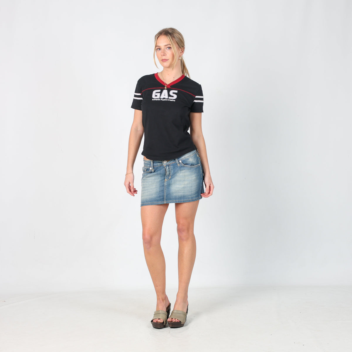 Blue Y2K EXTYN Italia Denim Mini Skirt (S)