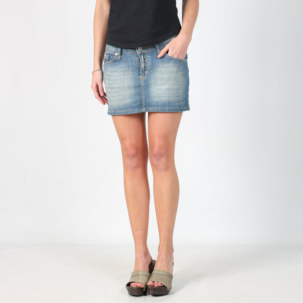Blue Y2K EXTYN Italia Denim Mini Skirt (S)