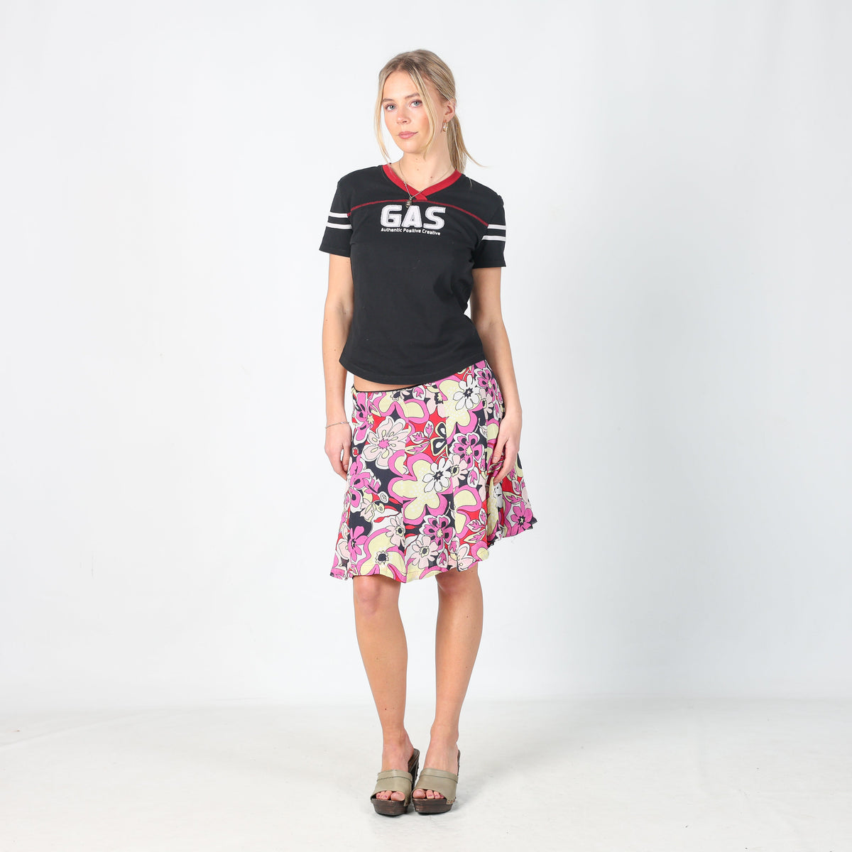 Black Y2K Made in Italy Woven Midi Skirt (S)