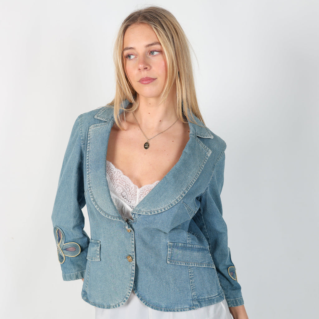 Blue Y2K AQUA JEANS Denim Jacket (M)