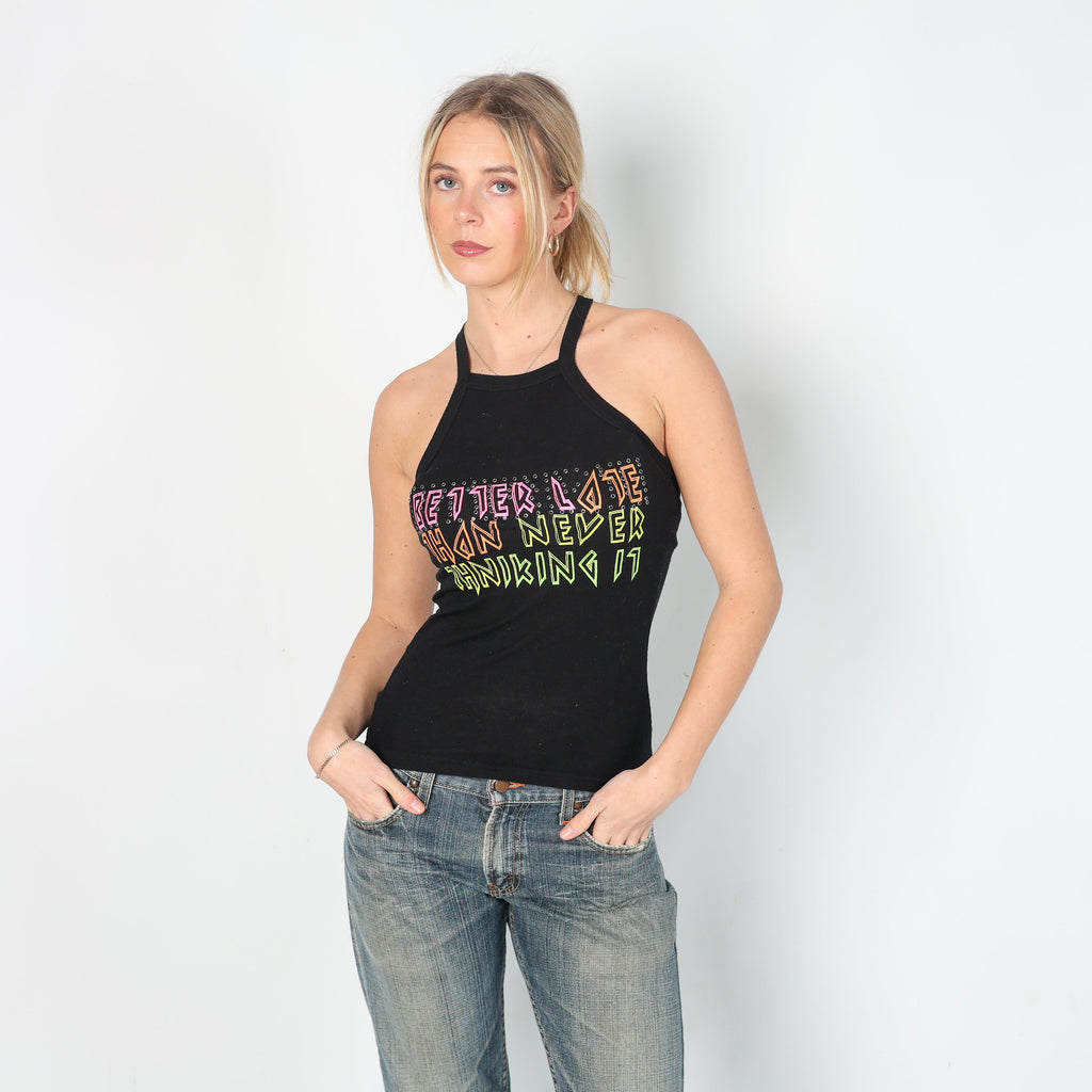 Black Y2K Silvian Heach Woven Vest (M)