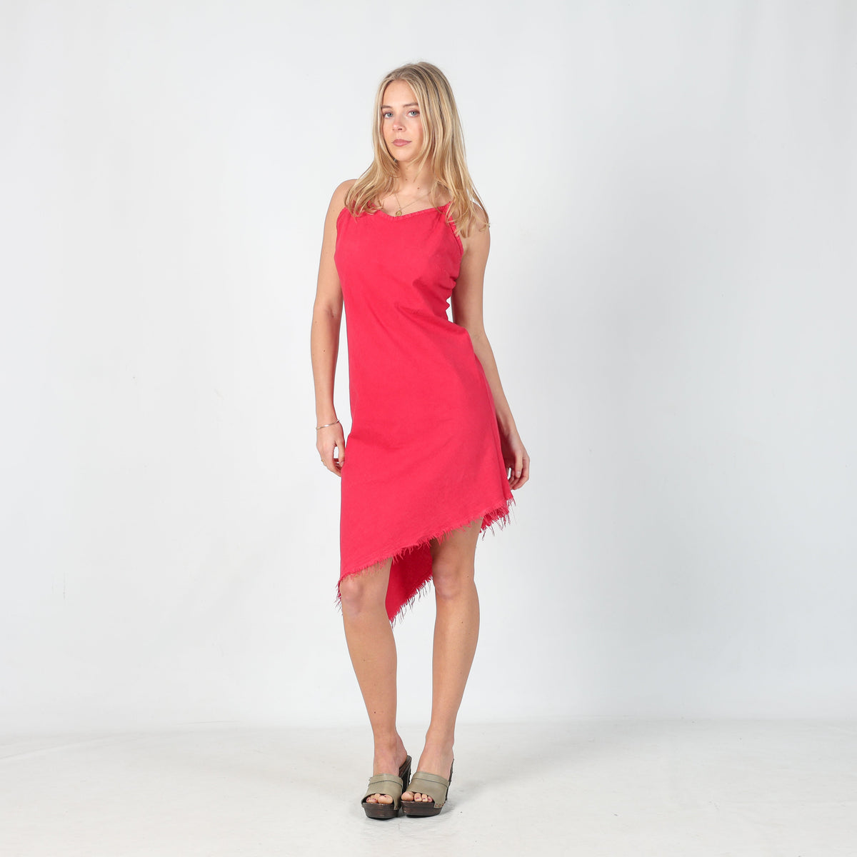 Baby Pink 90s Woven Midi Dress (M)