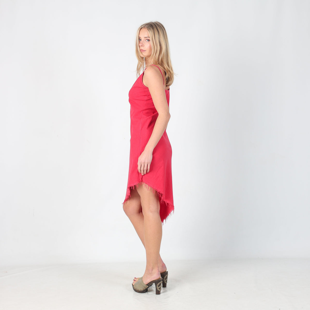 Baby Pink 90s Woven Midi Dress (M)