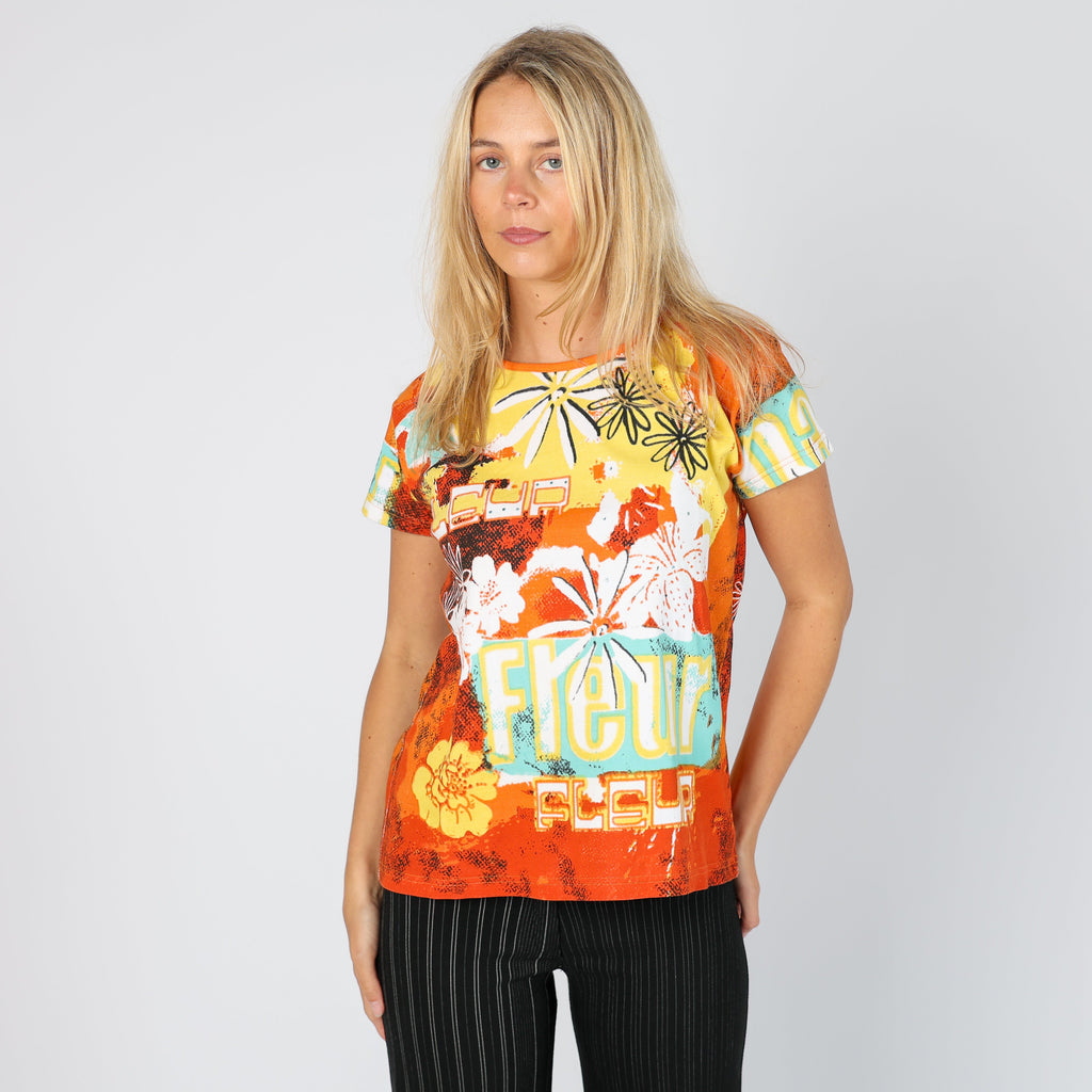 Orange Y2K Biaggini Woven Top (L)