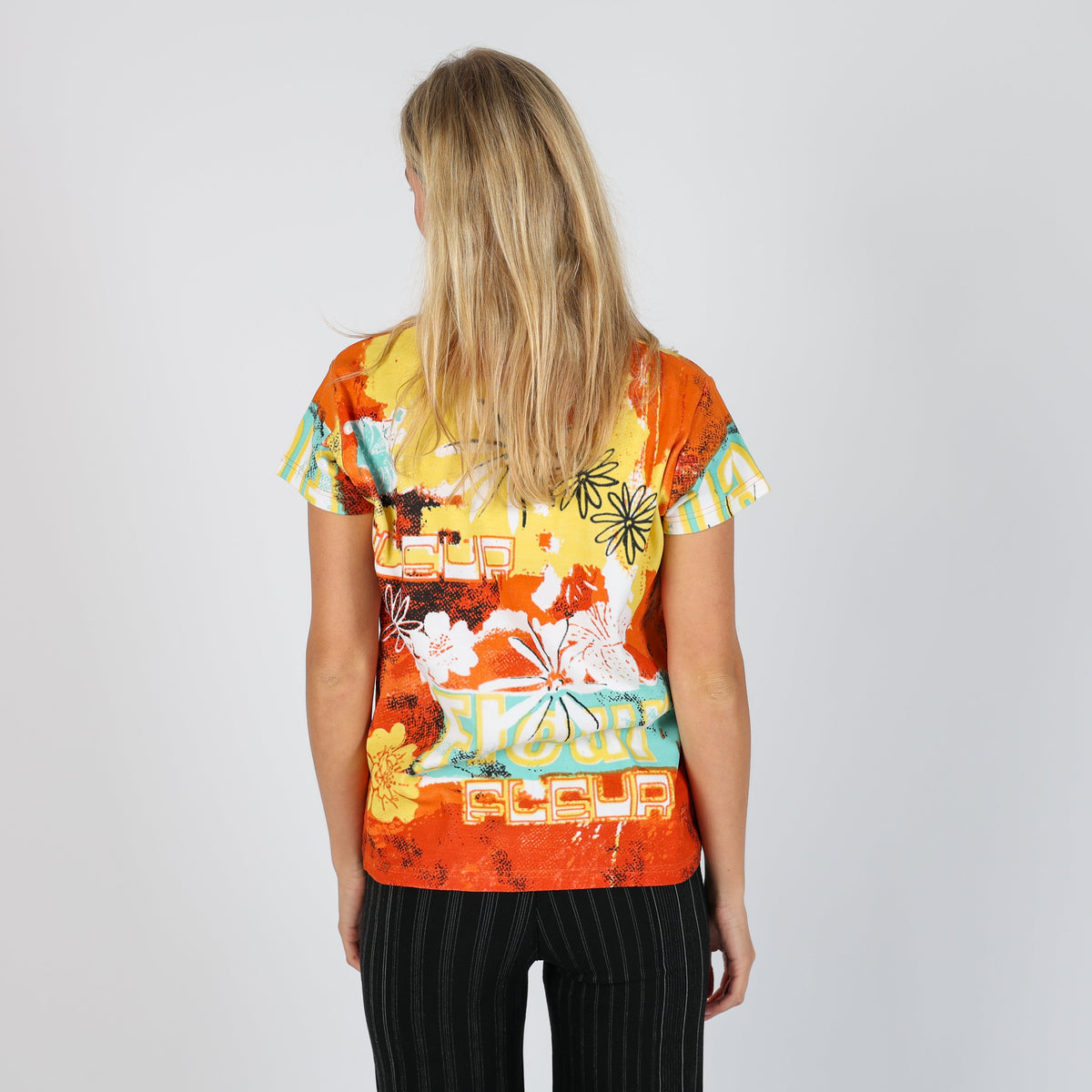 Orange Y2K Biaggini Woven Top (L)