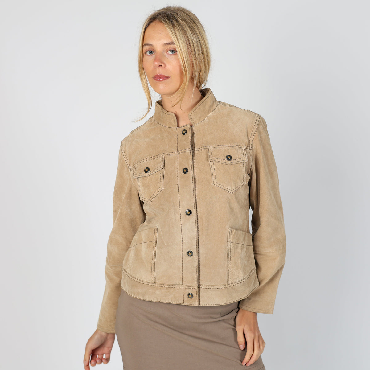 Tan Y2K Conbipel Leather Jacket (M)