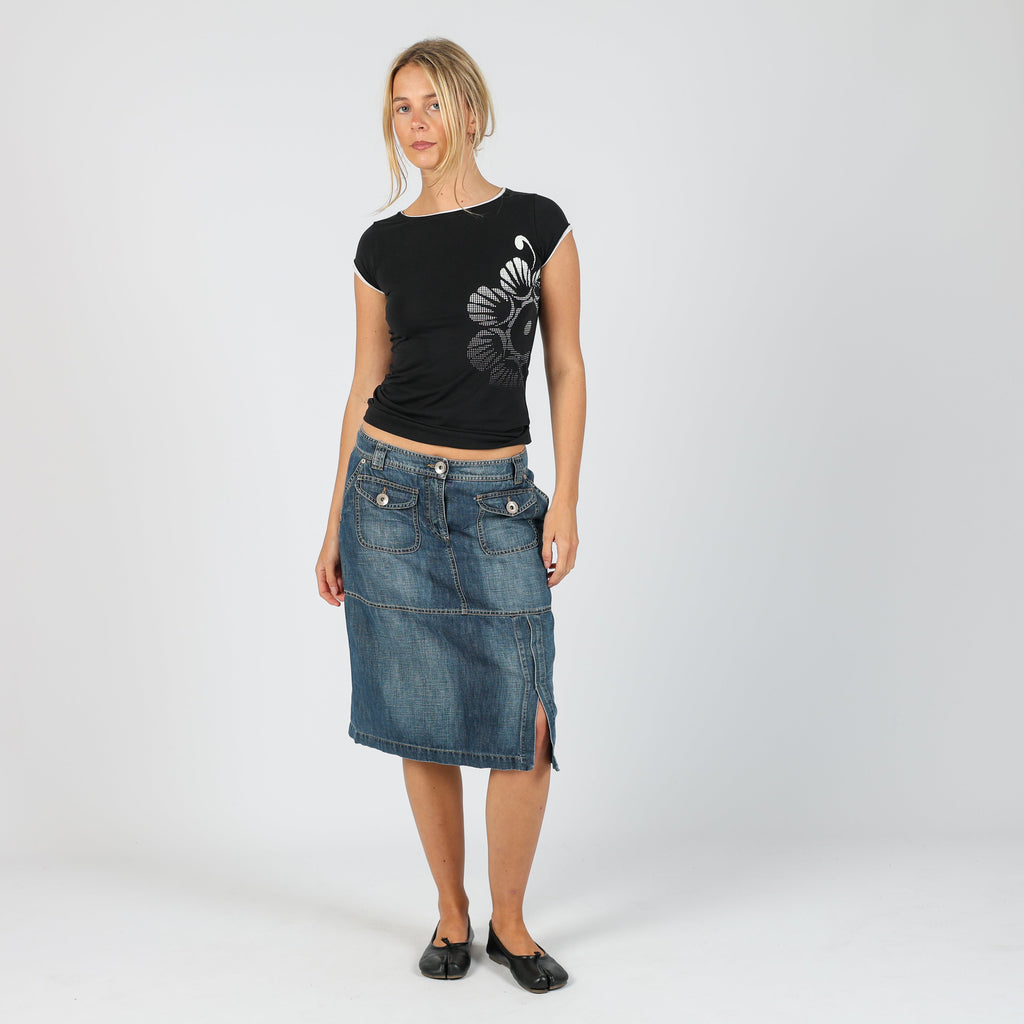 Blue 90s Marella Denim Midi Skirt (S)