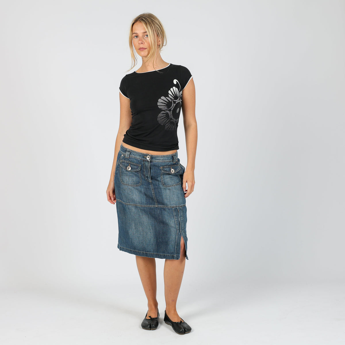 Blue 90s Marella Denim Midi Skirt (S)