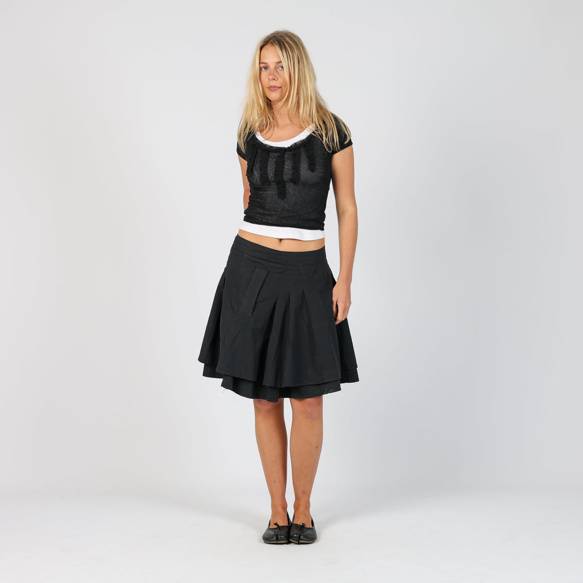 Black Y2K Killah Woven Midi Skirt (L)