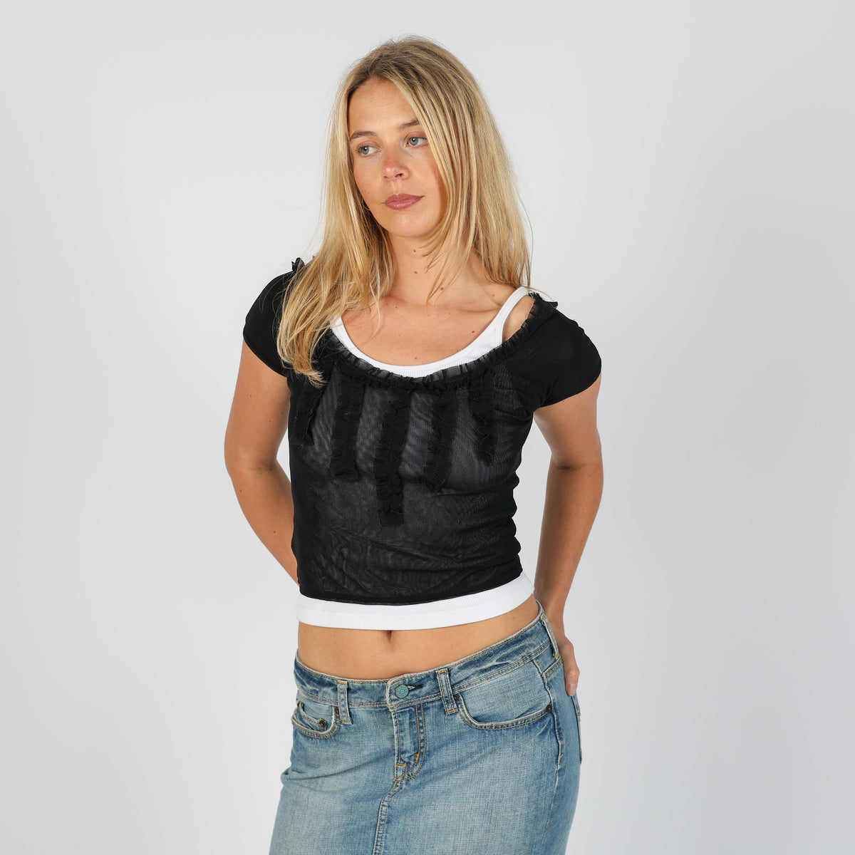 Black Y2K Infiore Mesh Top (XS)