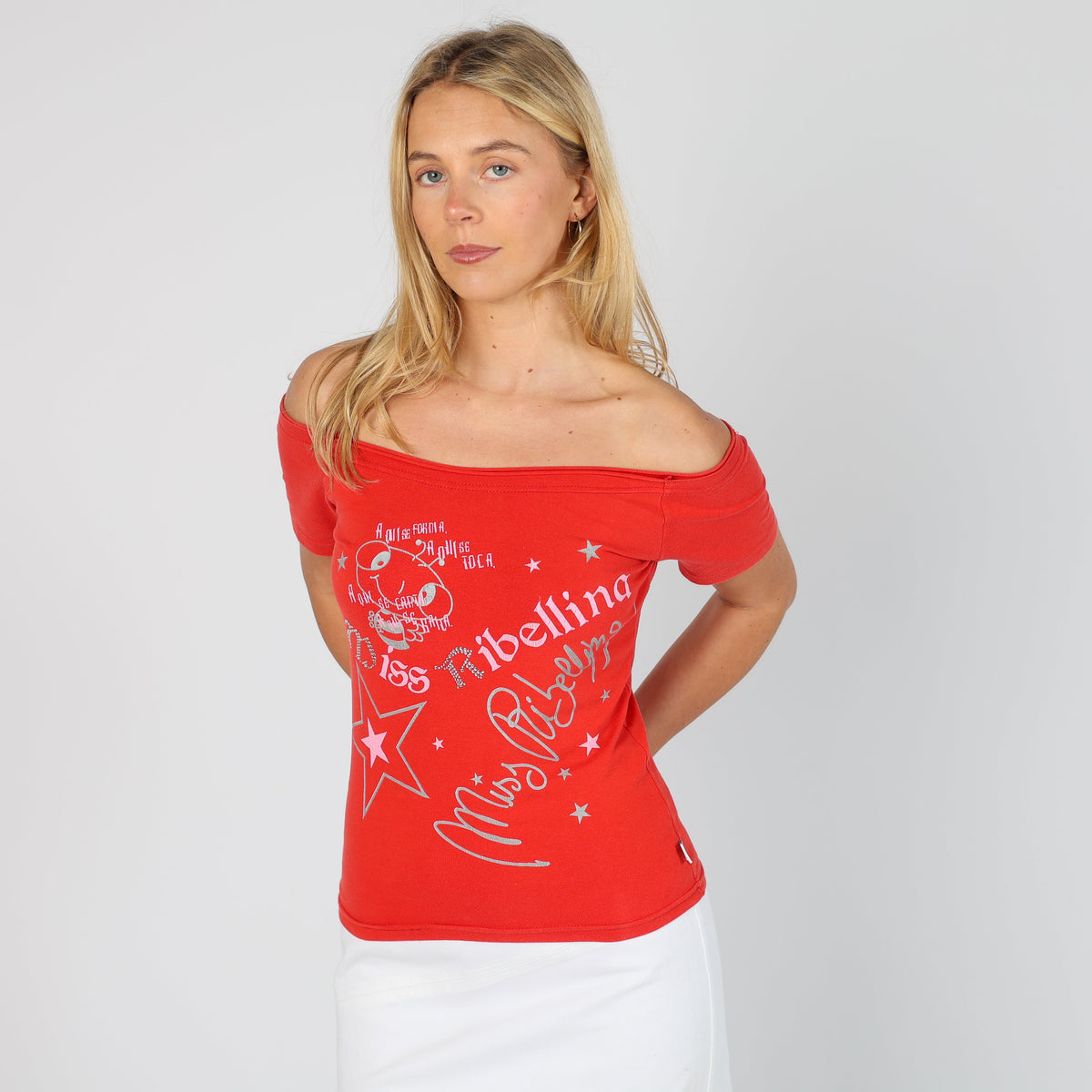 Red Y2K Miss Ribellina Baby Tee (S)
