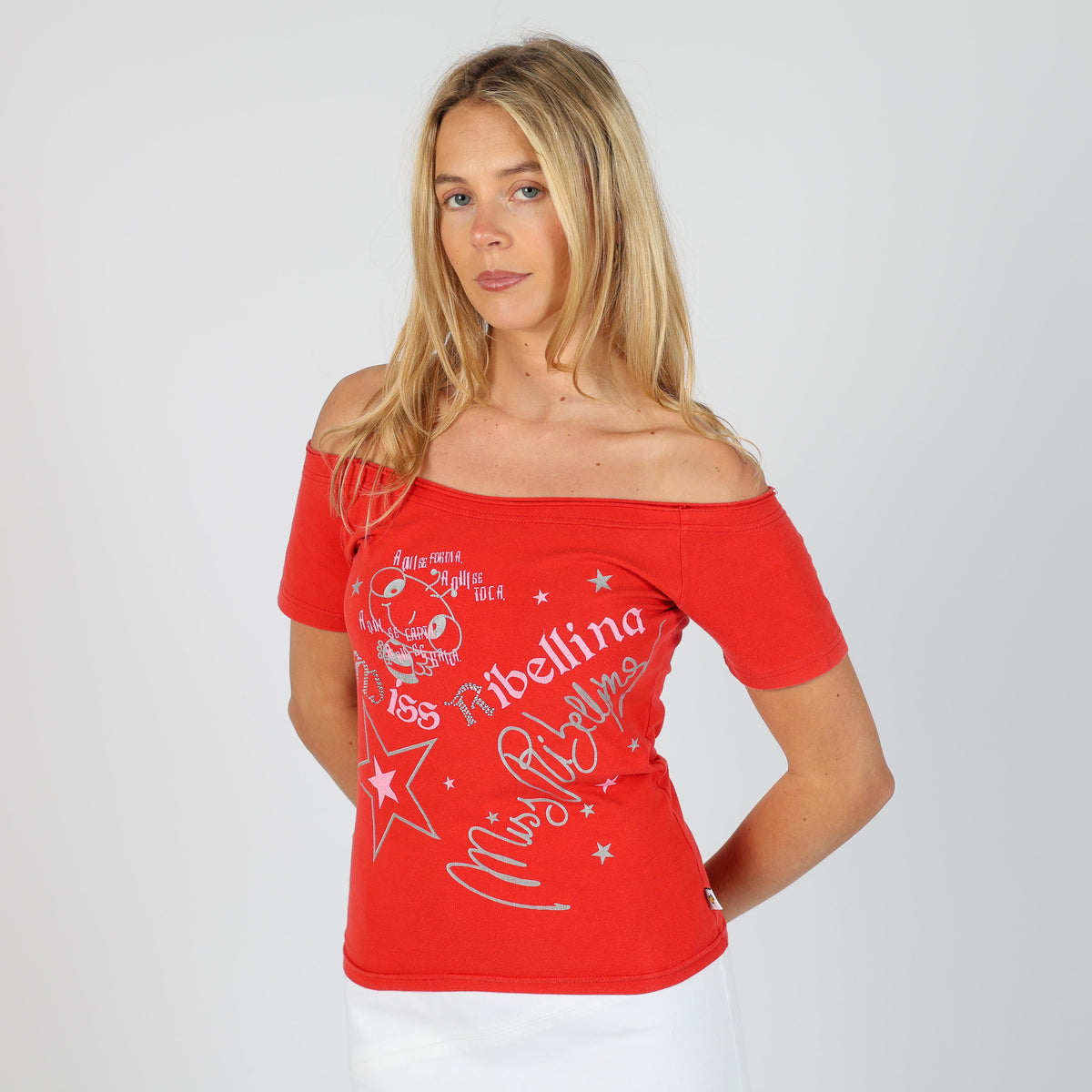 Red Y2K Miss Ribellina Baby Tee (S)