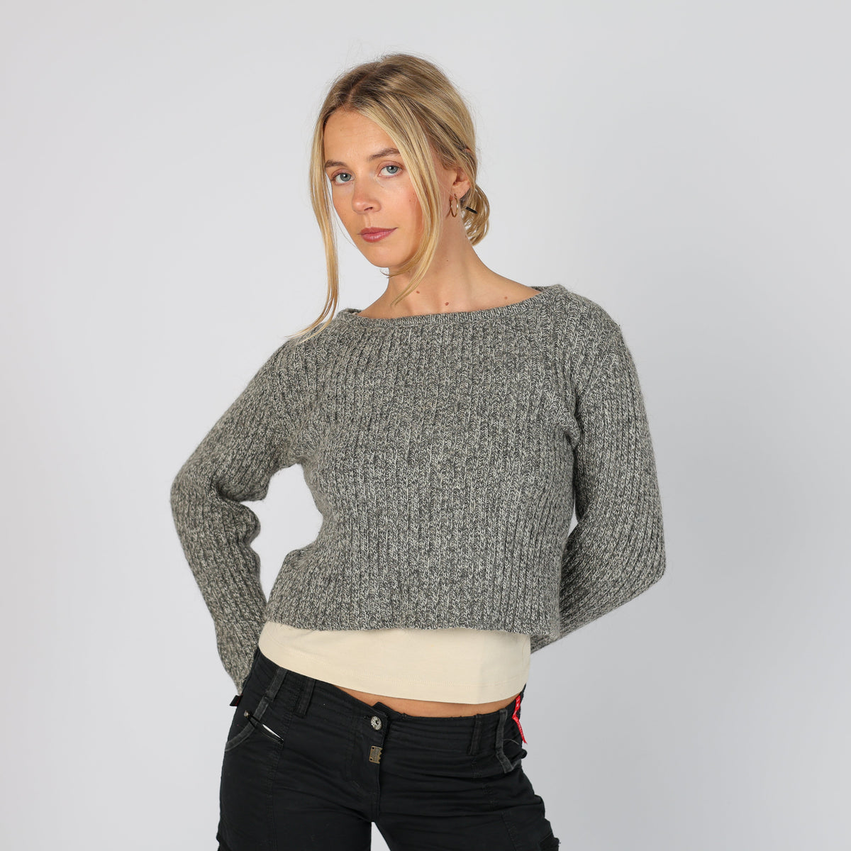 Grey Y2K Onyx Knitted Jumper (S)