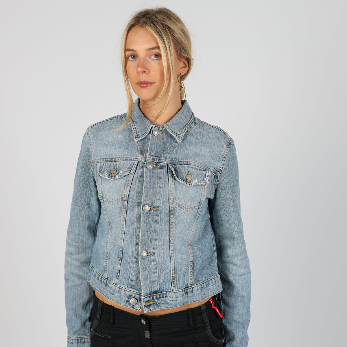 Light Blue Y2K PHARD Denim Jacket (S)