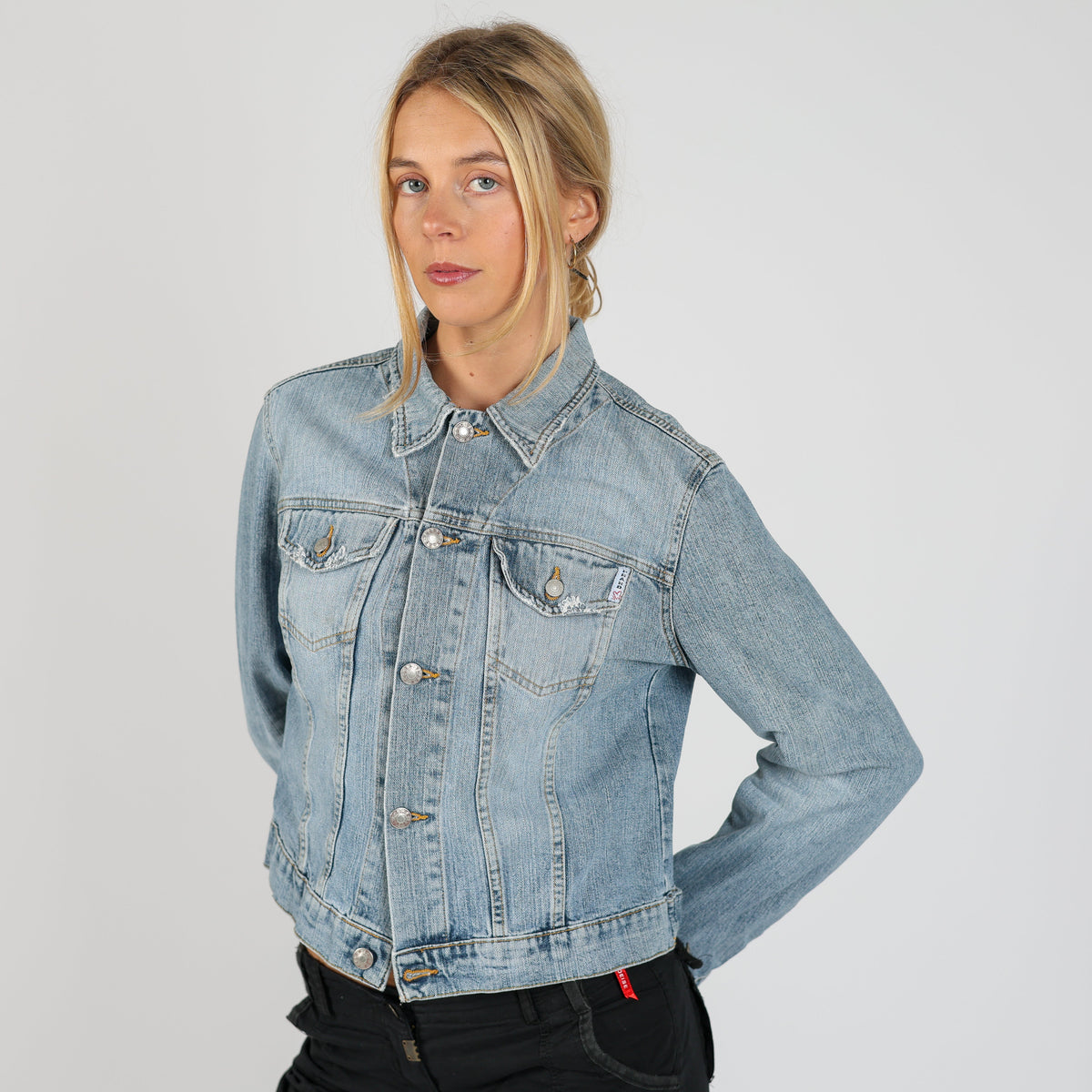 Light Blue Y2K PHARD Denim Jacket (S)