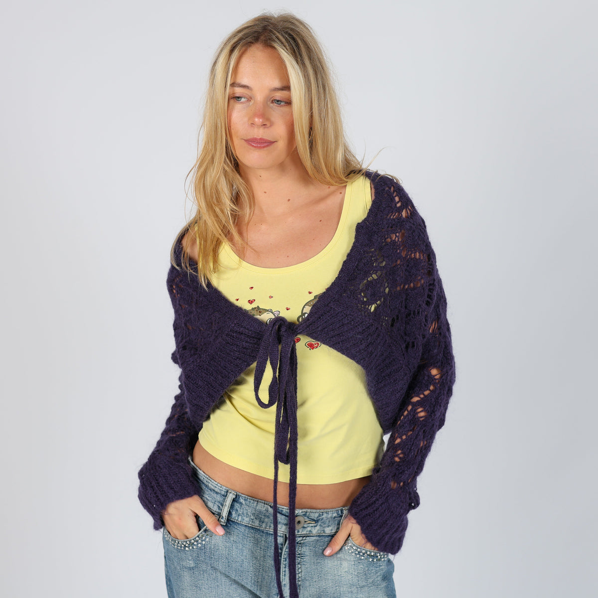 Purple Y2K Knitted Top (M)