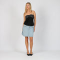 Light Blue Y2K Forbidden Zone Denim Midi Skirt (S)