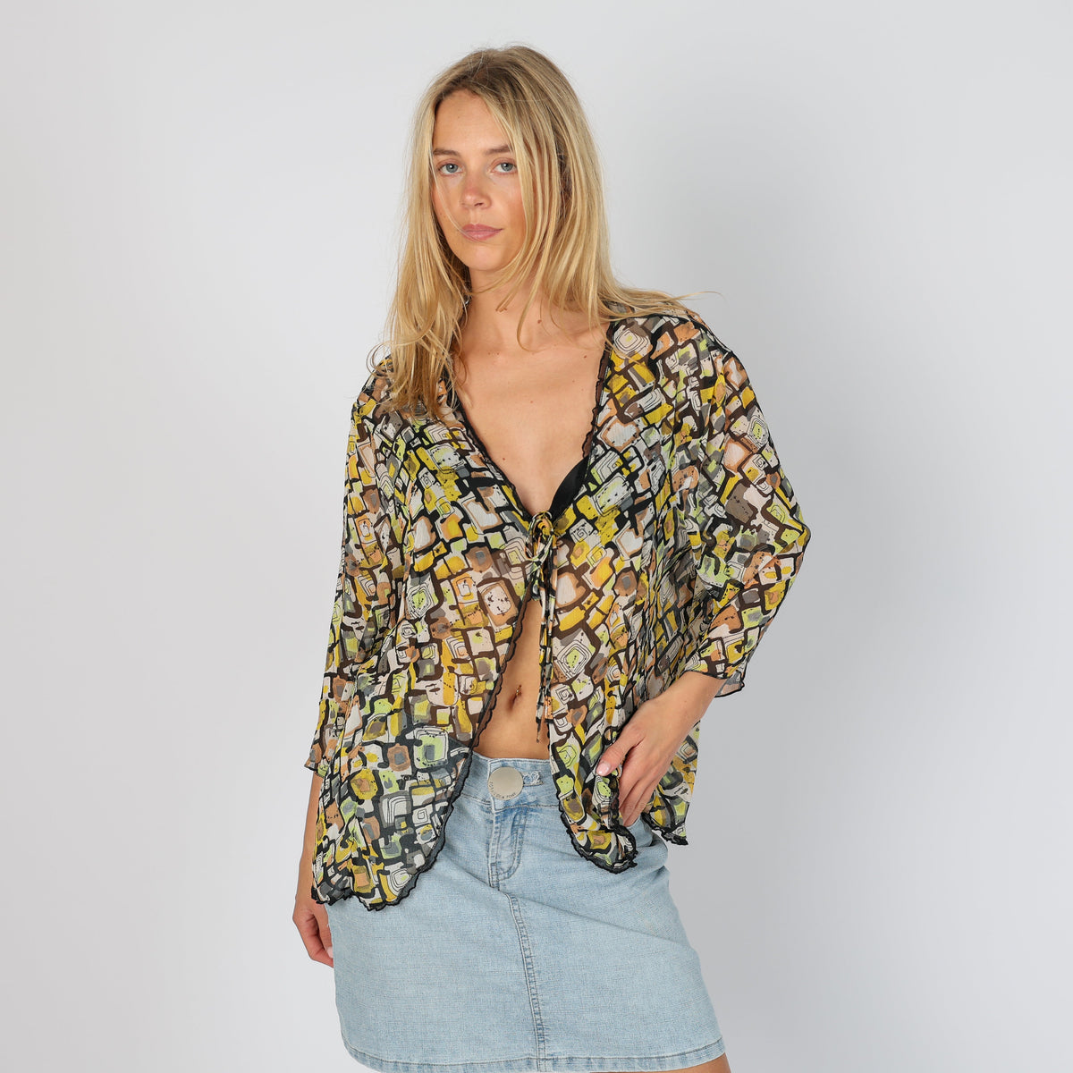 Black Y2K Blouse Sheer (L)
