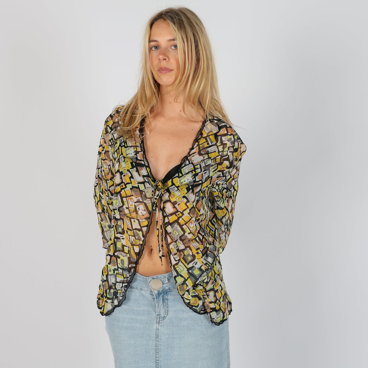 Black Y2K Blouse Sheer (L)