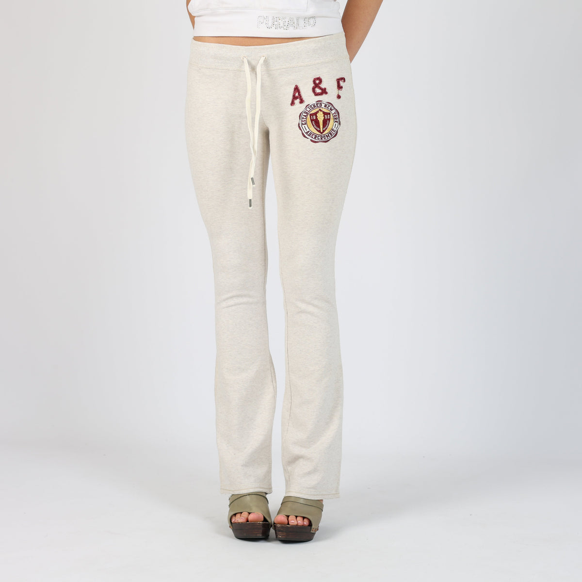 Light Grey Y2K Abercrombie & Fitch Casual Trousers (XS)