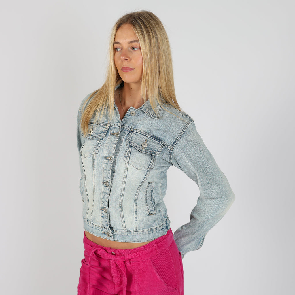 Light Blue Y2K Listwoman Denim Jacket (S)