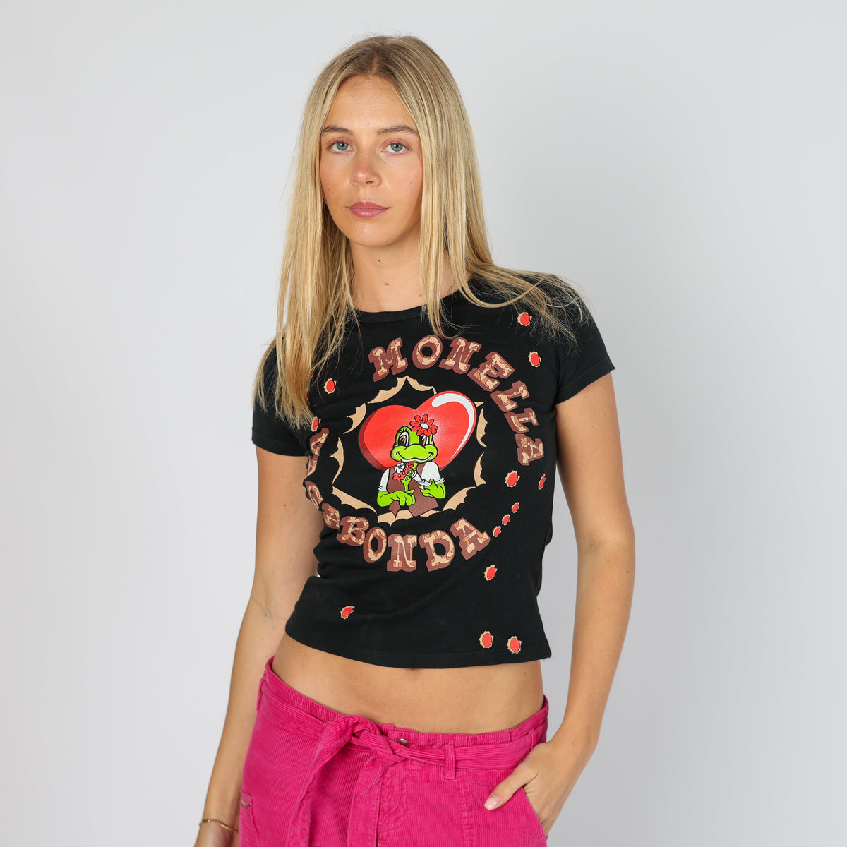 Black Y2K Monella Vagabonda T-shirt (S)