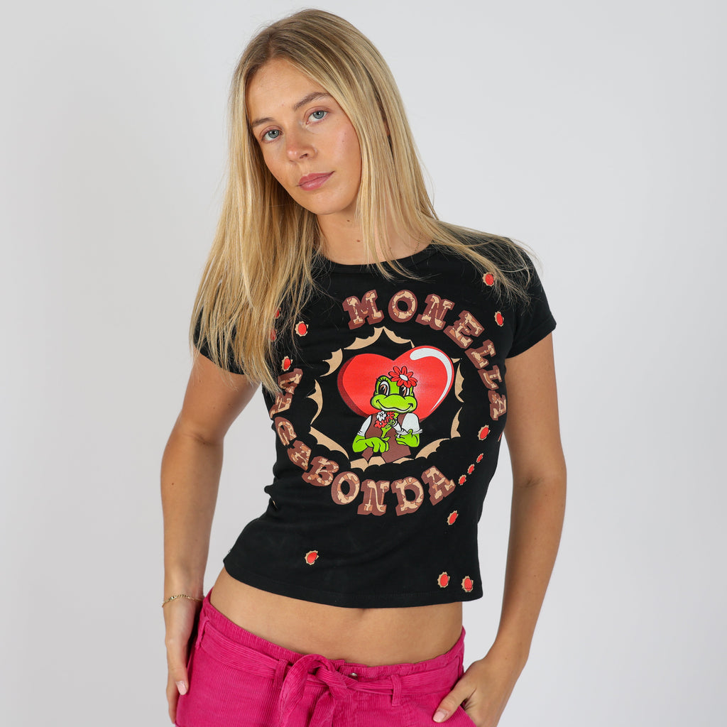 Black Y2K Monella Vagabonda T-shirt (S)