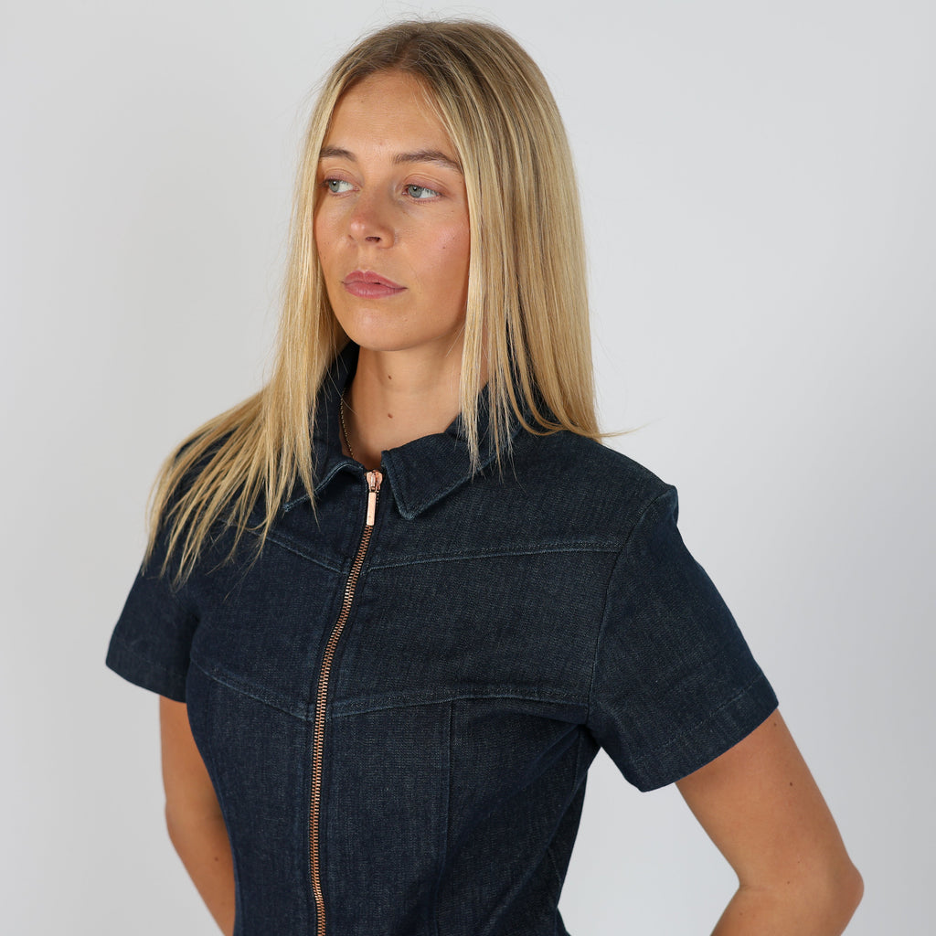 Blue 90s Cop Copine Denim Midi Dress (S)