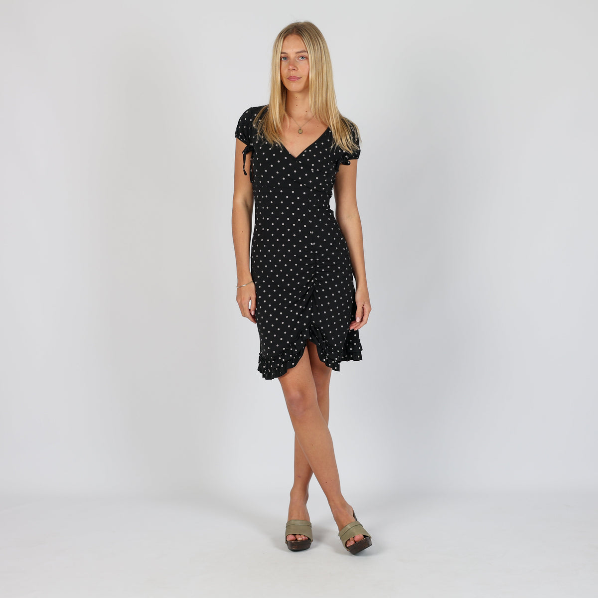 Black 90s Printed Woven Midi Dress (M)