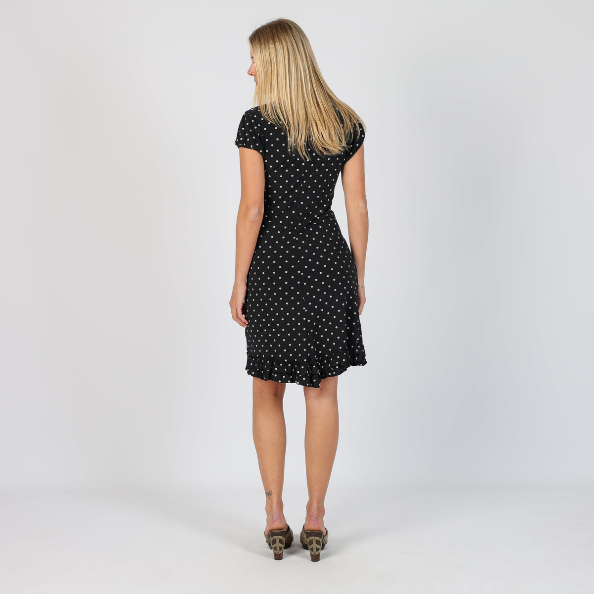 Black 90s Printed Woven Midi Dress (M)