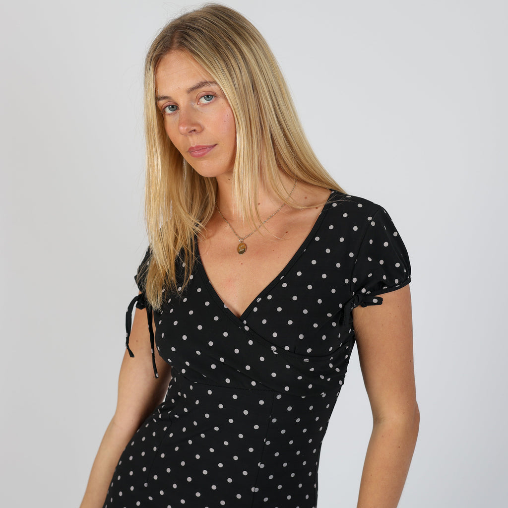 Black 90s Printed Woven Midi Dress (M)