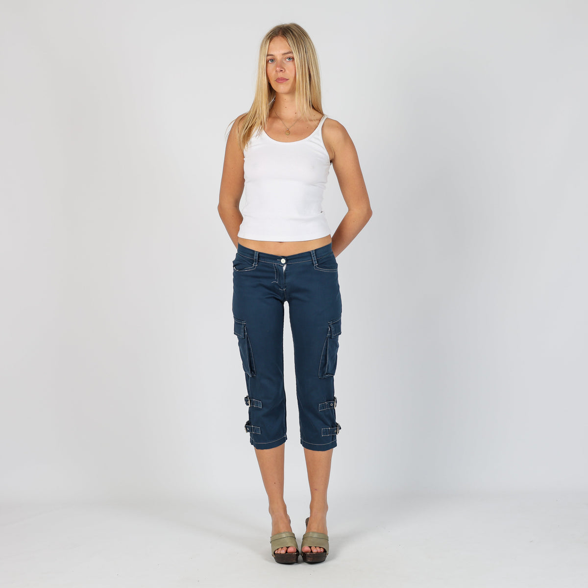 Navy Blue Y2K Cargo Pants (XS)