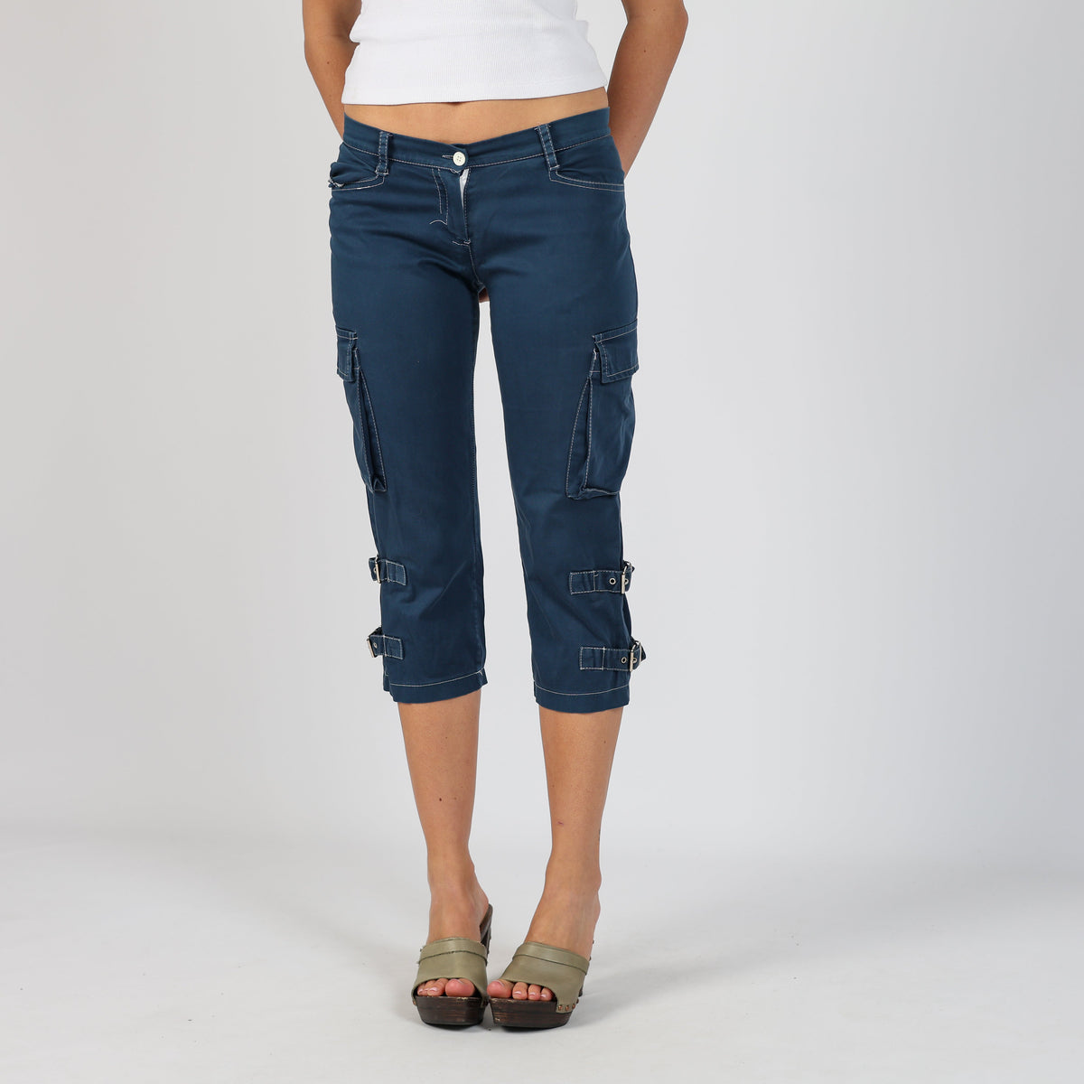 Navy Blue Y2K Cargo Pants (XS)