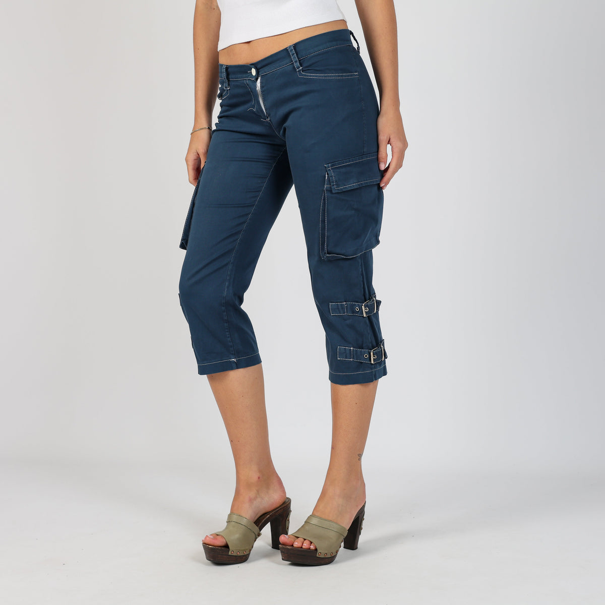 Navy Blue Y2K Cargo Pants (XS)