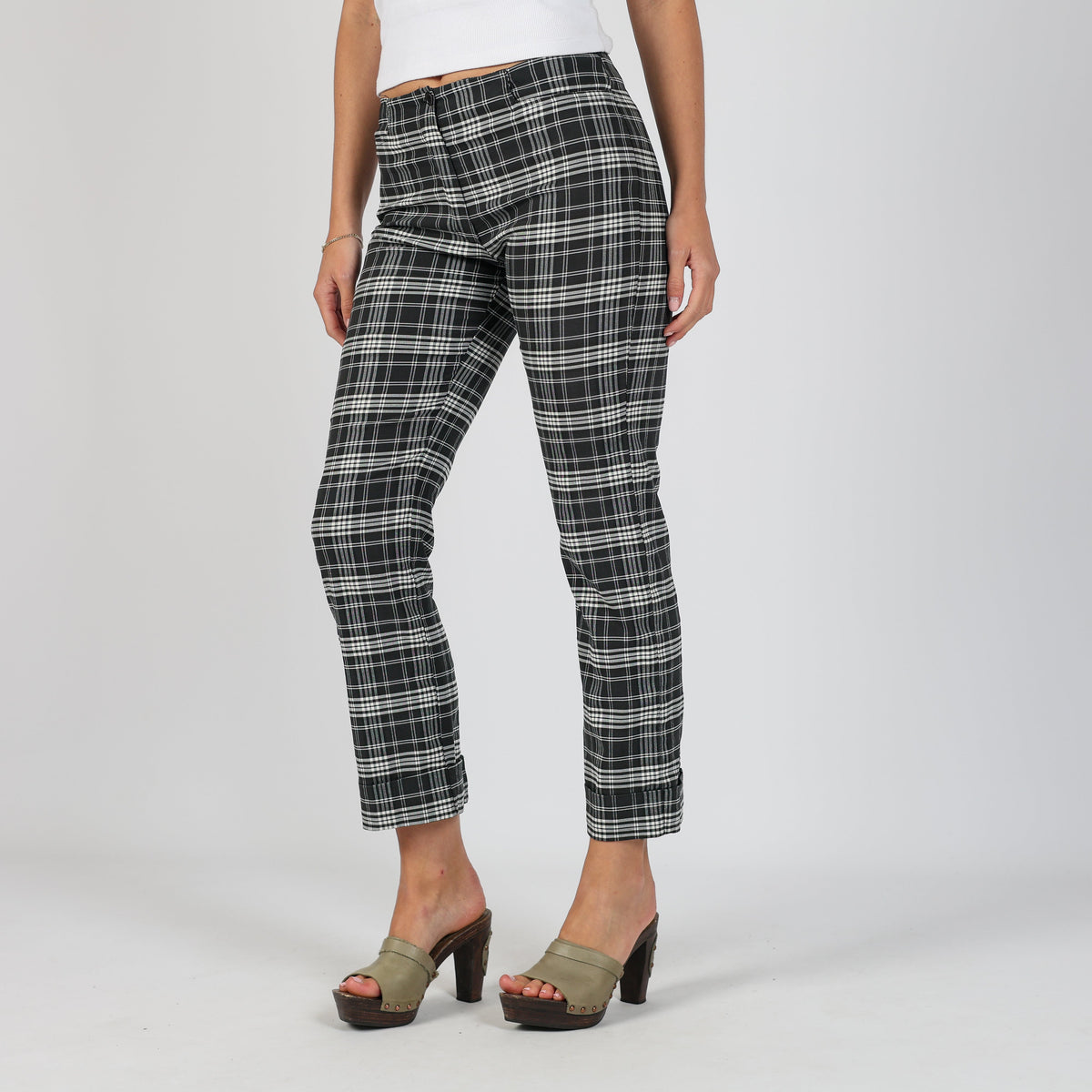 Black Y2K Dream Authentic Casual Trousers Checkered (XS)