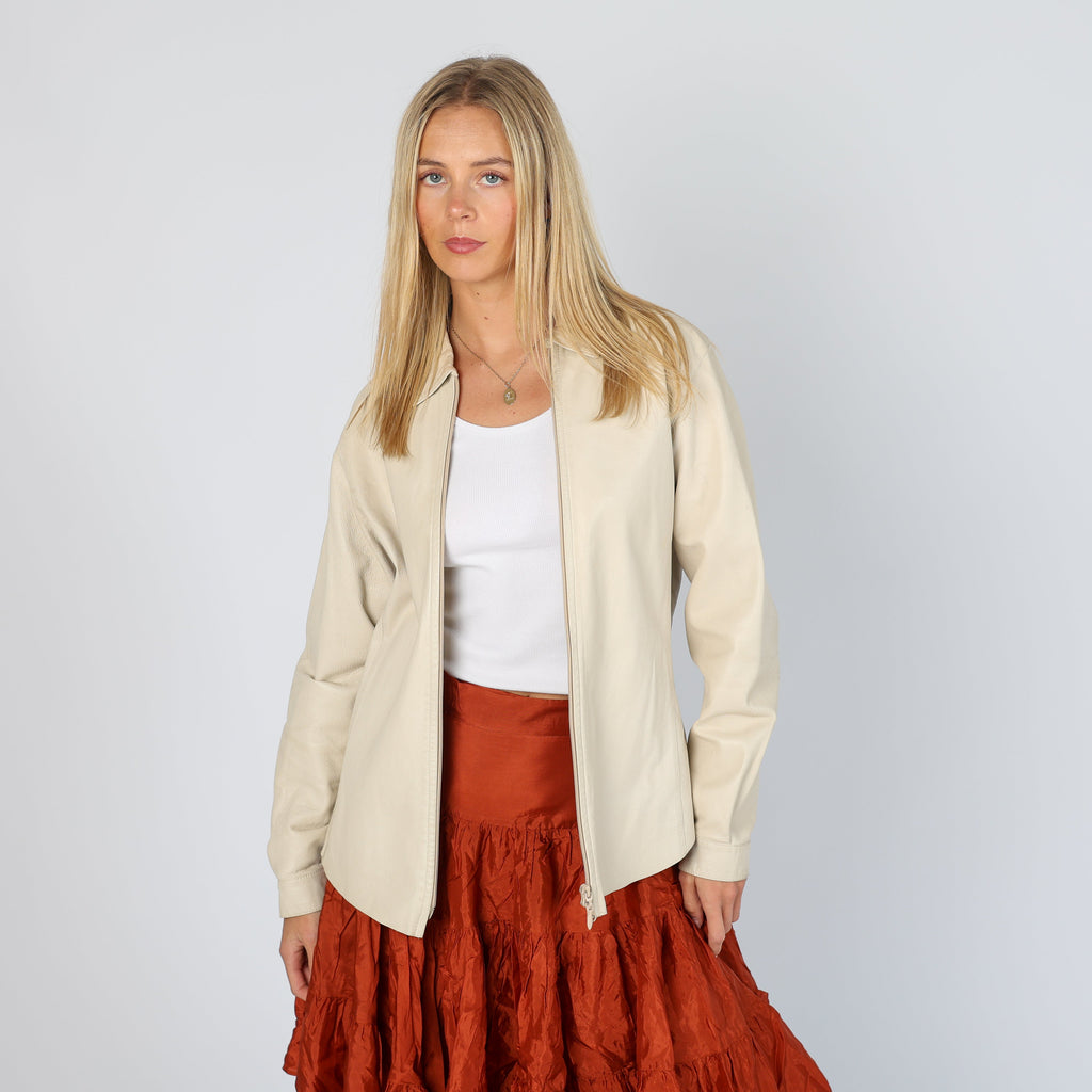 Cream 90s Leather Jacket (M)
