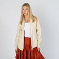 Cream 90s Leather Jacket (M)