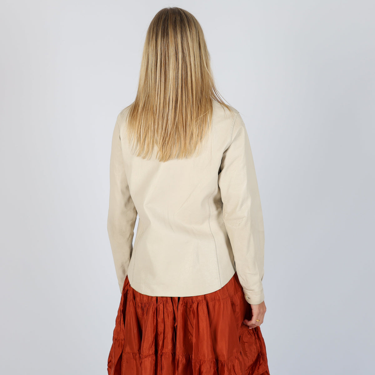 Cream 90s Leather Jacket (M)