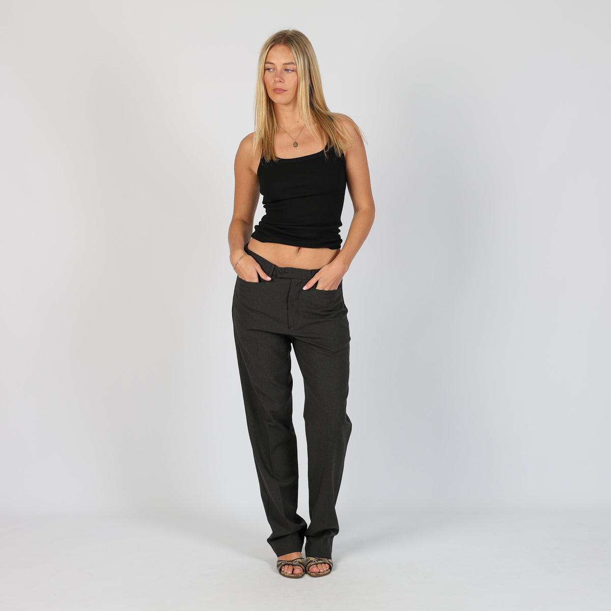 Charcoal Grey Y2K United Colors of Benetton Formal Trousers (S)
