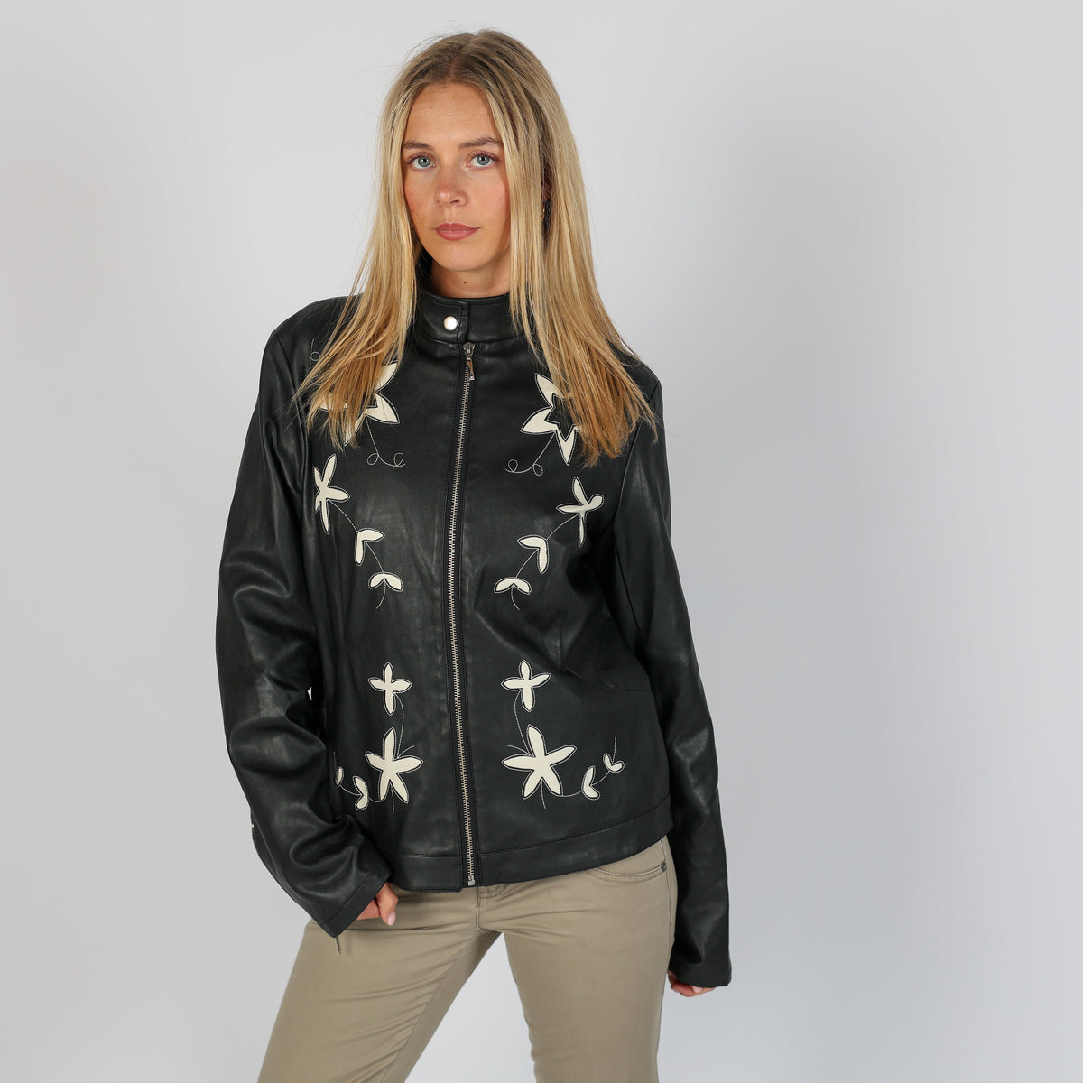 Black Y2K Moda Lisa Leather Jacket Faux (L)