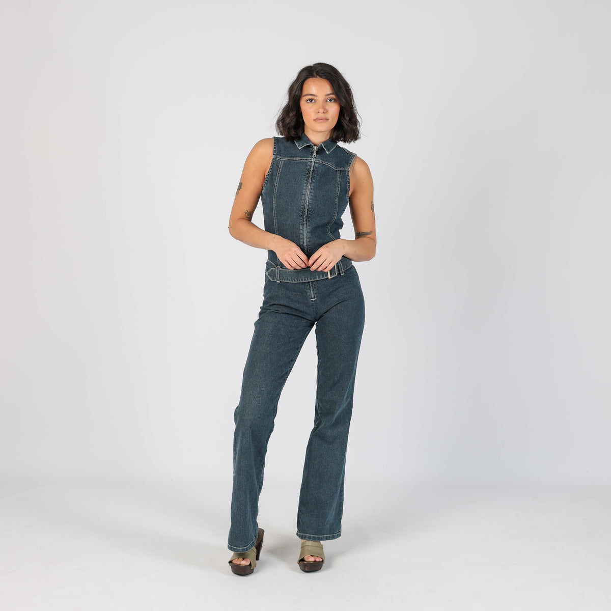 Blue Y2K Blind Date Denim Jumpsuit (S)