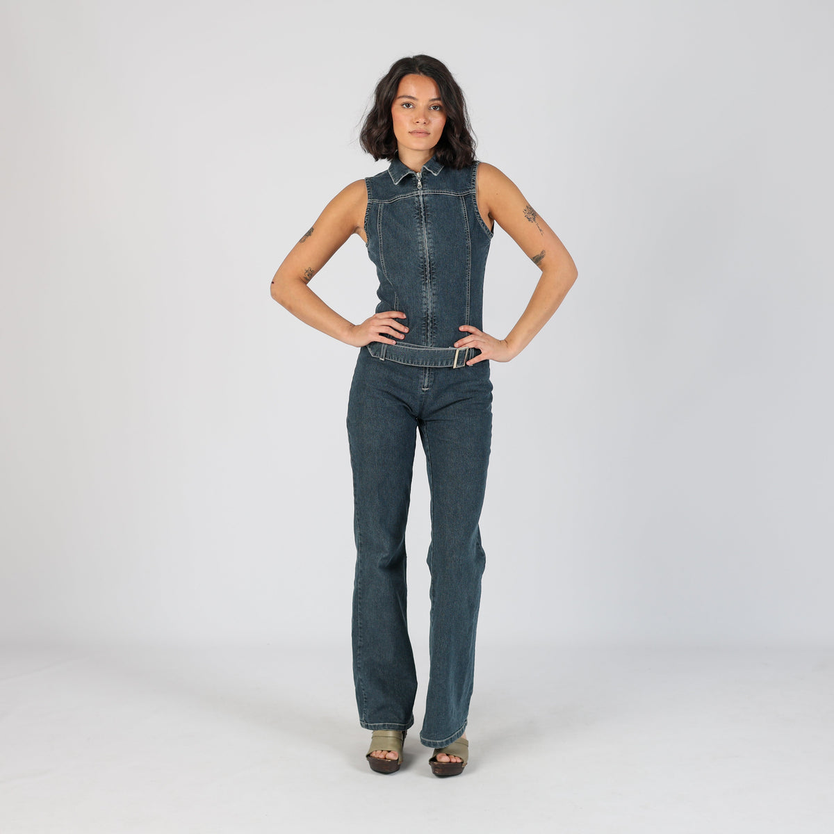 Blue Y2K Blind Date Denim Jumpsuit (S)
