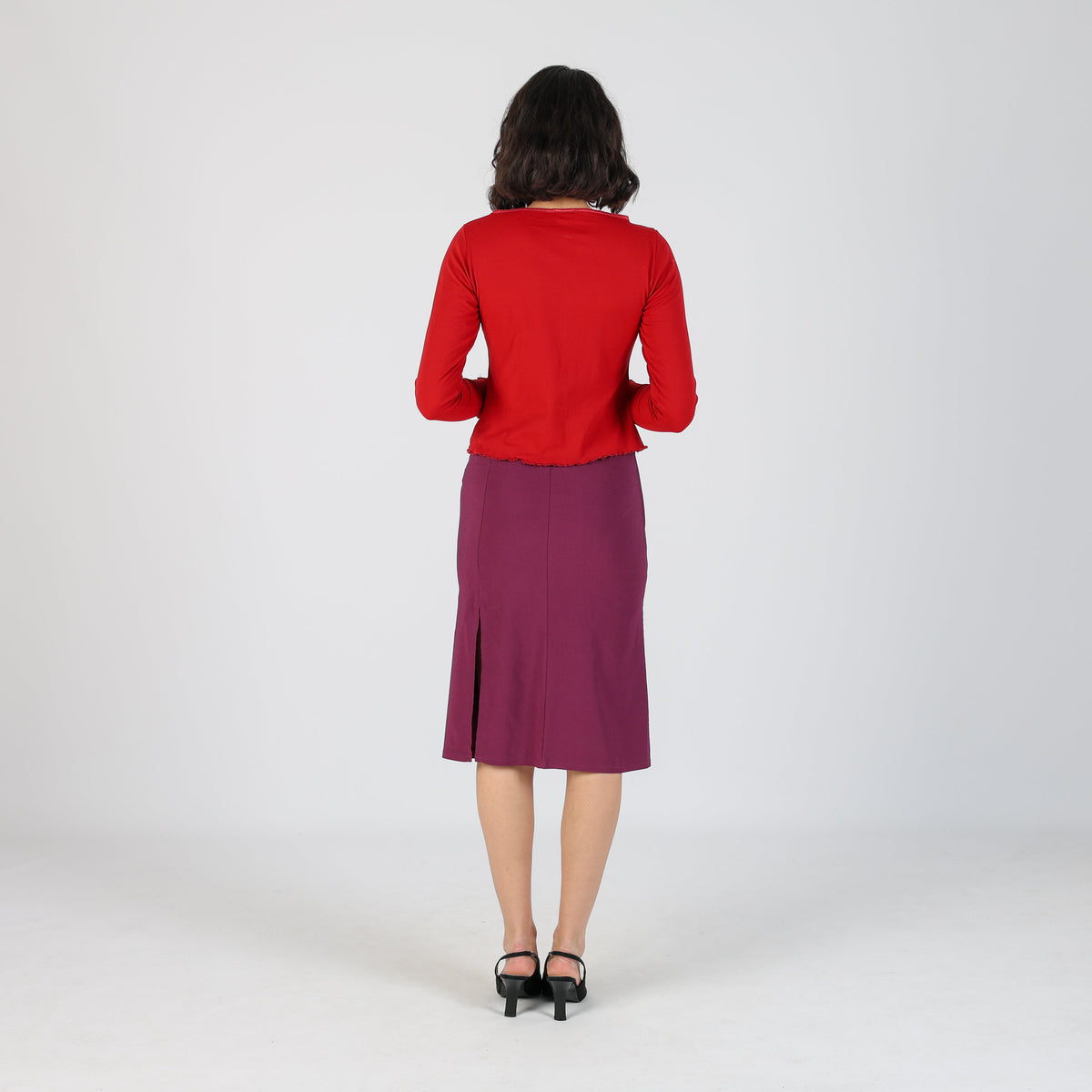 Purple 90s Made in Italy Woven Midi Skirt (XS)
