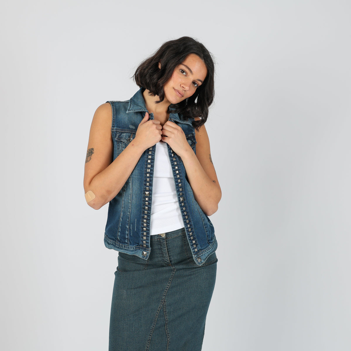 Blue Y2K Sisley Denim Jacket Studded (S)