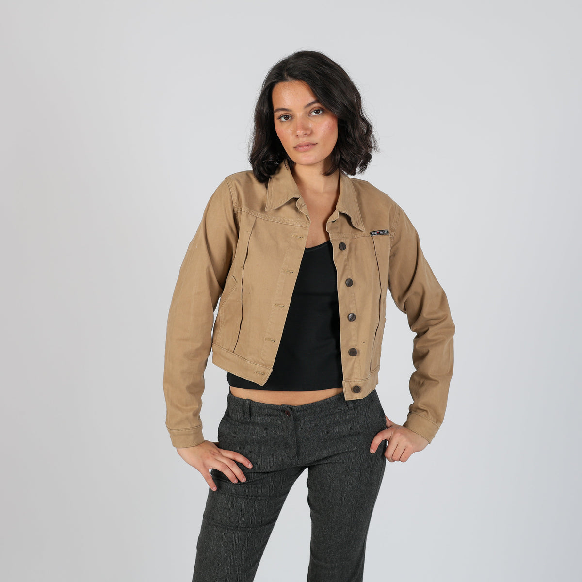 Tan Y2K Big Blue Light jacket (S)
