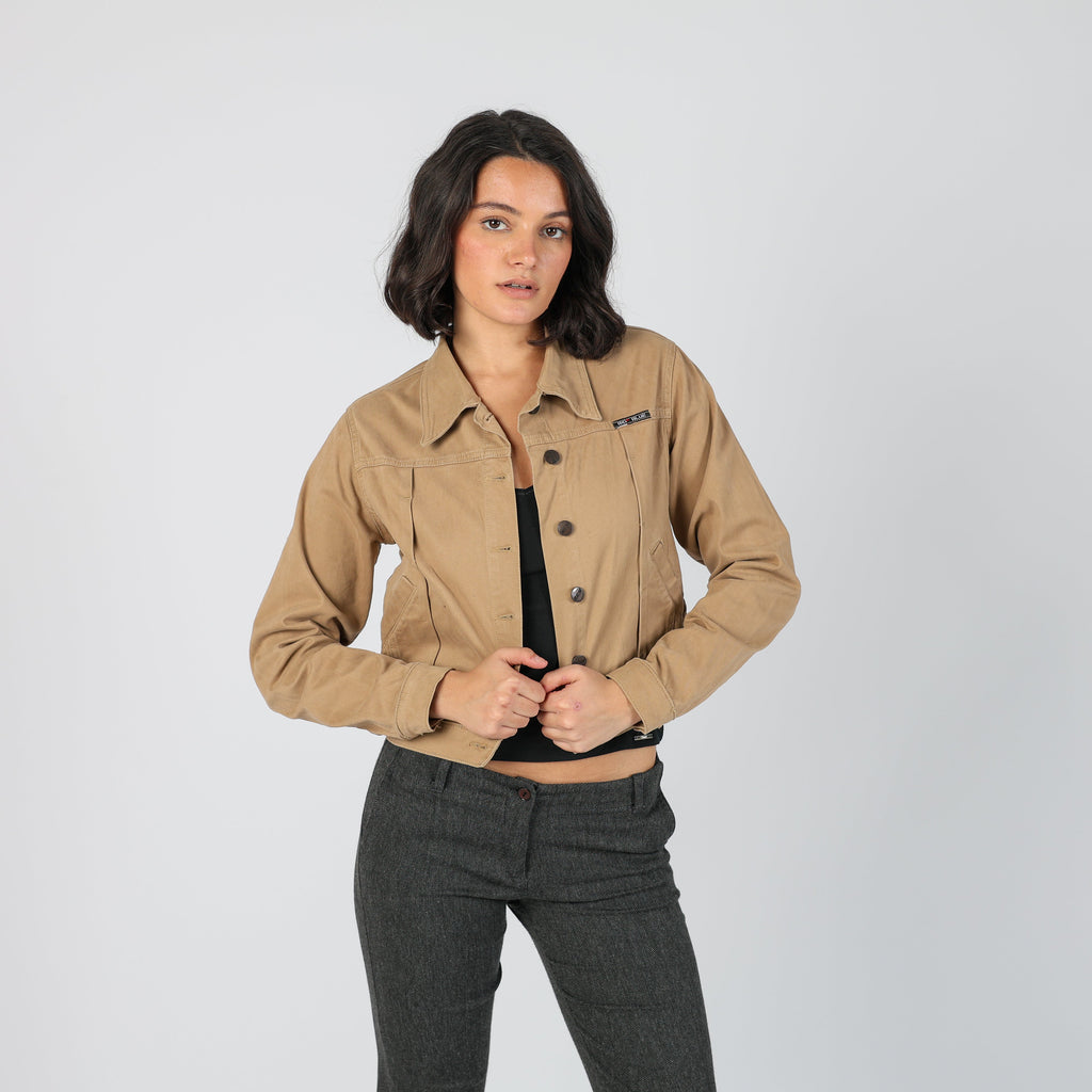 Tan Y2K Big Blue Light jacket (S)