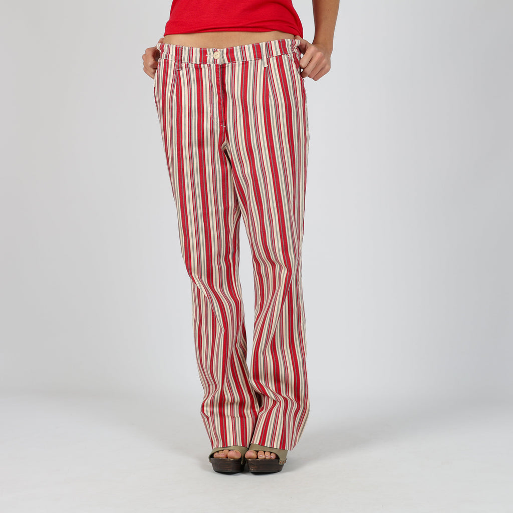 Cream Y2K Maxime Casual Trousers Stripe (S)