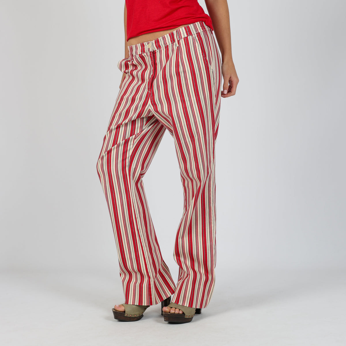 Cream Y2K Maxime Casual Trousers Stripe (S)