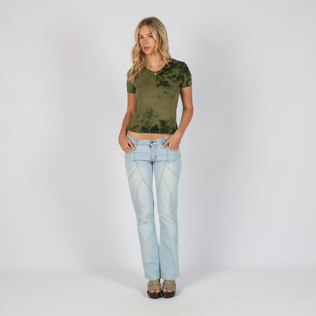 Light Blue Y2K Wan Li Bootcut Jeans (XS)