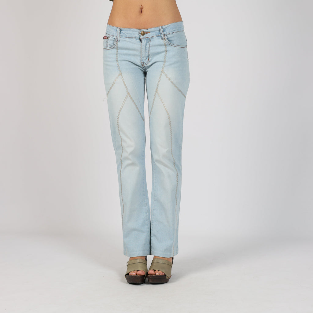 Light Blue Y2K Wan Li Bootcut Jeans (XS)
